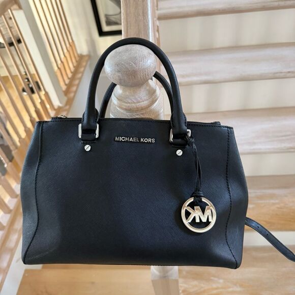 Michael Kors Sutton Medium Saffiano Leather Satchel in Black - Picture 2 of 15